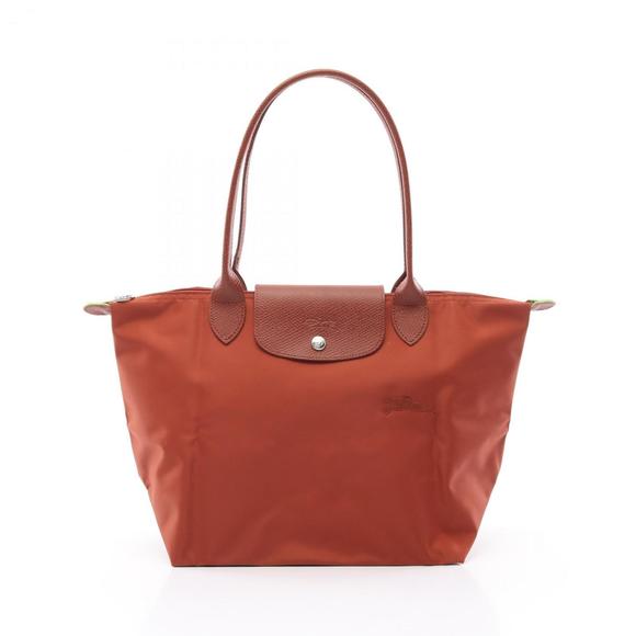 Longchamp Le Pliage Green M Tote Bag Canvas Leather Women's Brown